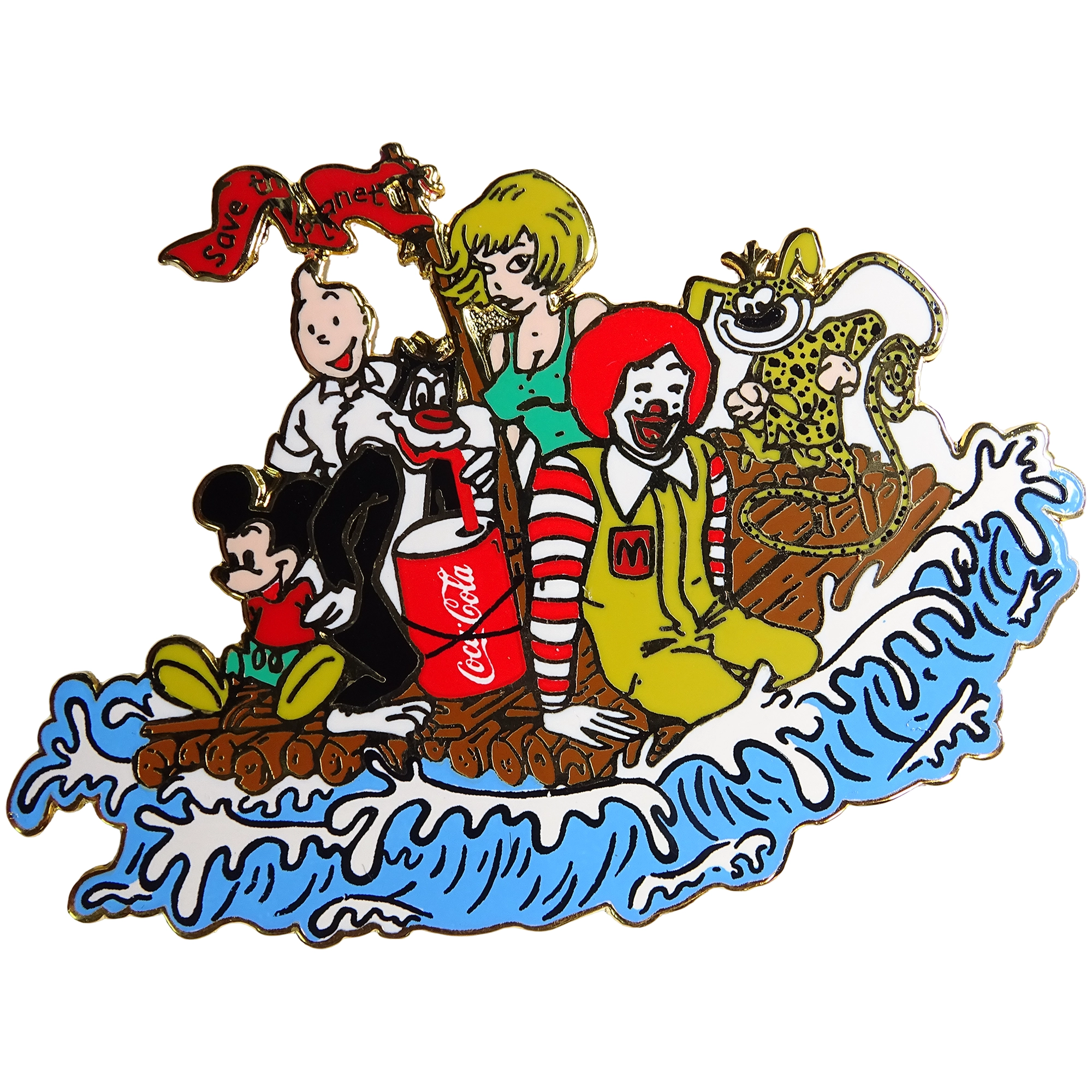 Tintín + Gato Silvestre + Mickey Mouse + Natacha + Marsupilami + Coca-Cola + Ronald McDonald