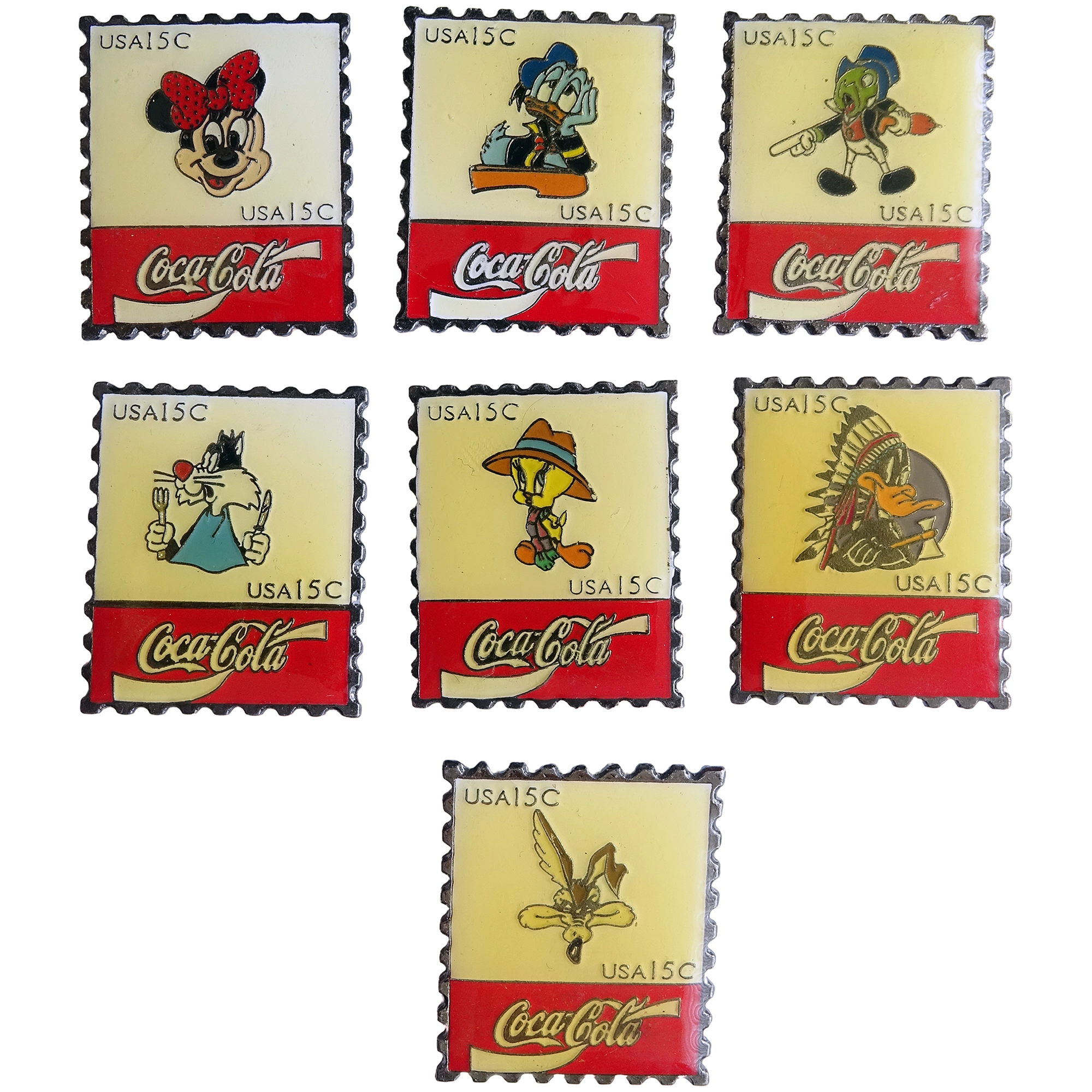 Minnie Mouse + Pato Donald + Pepito Grillo + Piolín + Pato Lucas + Coyote + Coca-Cola