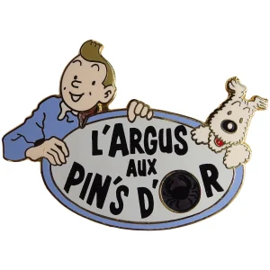Tintín + Milú + Argus aux pins or
